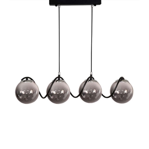 Chesto Delta Smoky - Luxe Industriële Hanglamp - 4 Glazen Bollen Smoking Glas - Eetkamer, Woonkamer
