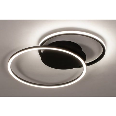 Lumidora Plafondlamp 74228 - 2 Lichts - Ingebouwd LED - 24.0 Watt - 2400 Lumen - 2700 Kelvin - Zwart - Metaal - Met dimmer - Badkamerlamp