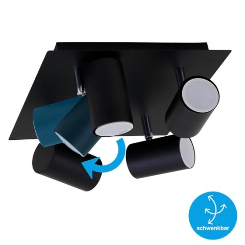 Briloner Leuchten RUN Plafondlamp - 4 -lichts - Spots kantelbaar - GU10 - max. 40 Watt - Zwart