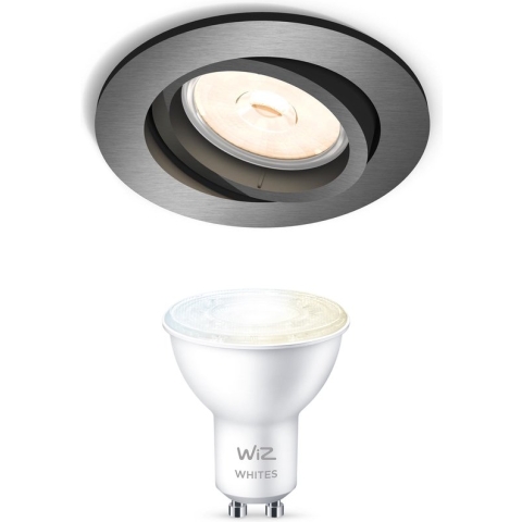 Philips Donegal Inbouwspot met WiZ GU10 Lamp - Warm tot Koel Wit Licht - Dimbaar - Spotjes Inbouw - 1 Stuk - Antraciet