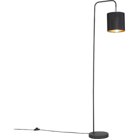 QAZQA lofty - Moderne Vloerlamp | Staande Lamp met kap - 1 lichts - H 1405 mm - Zwart - Woonkamer | Slaapkamer