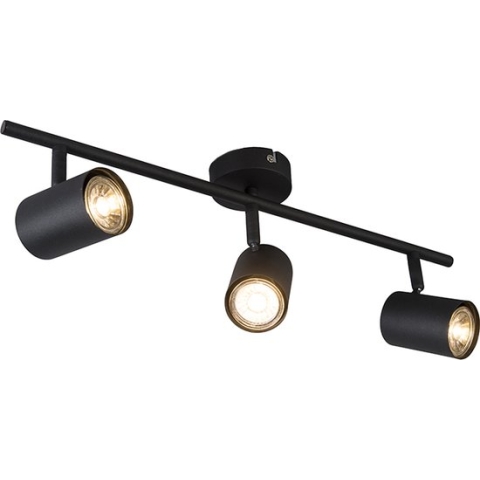 QAZQA jeana - Moderne Plafondspot | Spotje | Opbouwspot - 3 lichts - L 530 mm - Zwart - Woonkamer | Slaapkamer | Keuken