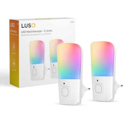 LUSQ® - 2 Stuks - Nachtlampje Kinderen - Stekkerlamp - Nachtlampje Stopcontact - Multi Colour - Stopcontactlamp