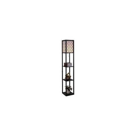 Vloerlamp - Staande lamp - Stalamp - Met opbergruimte - Vloerlamp woonkamer - Staande lampen woonkamer - 26L x 26B x 160H cm - Zwart