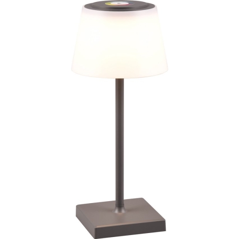 LED Tafellamp met Opbaadbare Batterijen - Trion Sansy - 2.1W - RGBW - Spatwaterdicht IP44 - Dimbaar - Vierkant - Antraciet