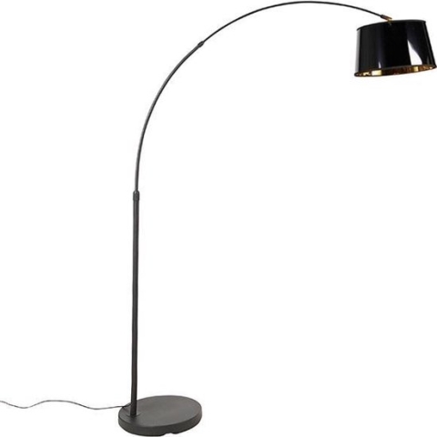 QAZQA arc-basic - Moderne Vloerlamp | Staande Lamp - 1 lichts - H 176 cm - Zwart - Woonkamer | Slaapkamer