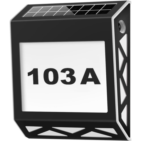 HOFTRONIC Numa - Huisnummer verlichting Solar - Met Schemerschakelaar - IP65 waterdicht - 3000K Warm wit licht - Zwart - huisnummer LED solar wandlamp - met alle verlichte huisnummers en letters