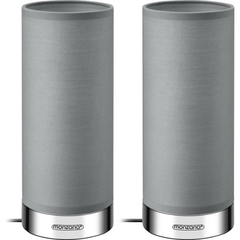 Monzana Tafellamp 2 Stuks LED – Dimbaar E14 - Chroom Grijs