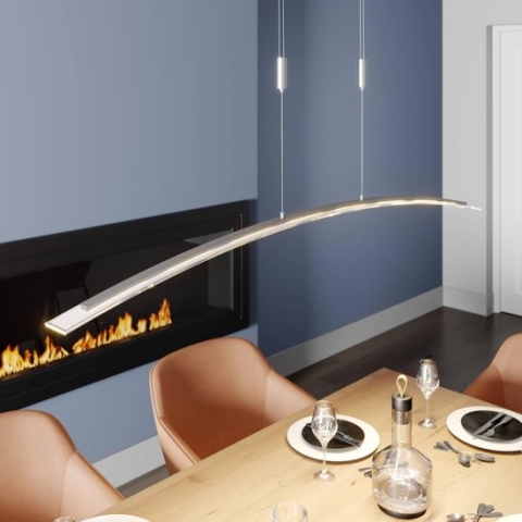 Lindby - Hanglampen - 8 lichts - glas, metaal - H: 11.5 cm - mat nikkel - Inclusief lichtbronnen