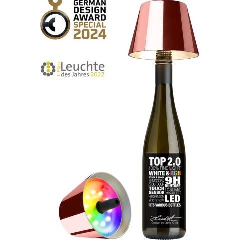 Sompex Flessenlamp " TOP " met houdbare kurk| 2.0 Led| Rose - indoor / outdoor - oplaadbaar | RGB