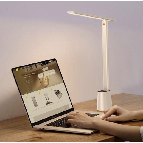 Baseus - Verstelbaar Bureaulamp LED - Automatisch/Handmatig Dimbaar - Wit en Warm Licht - Wit