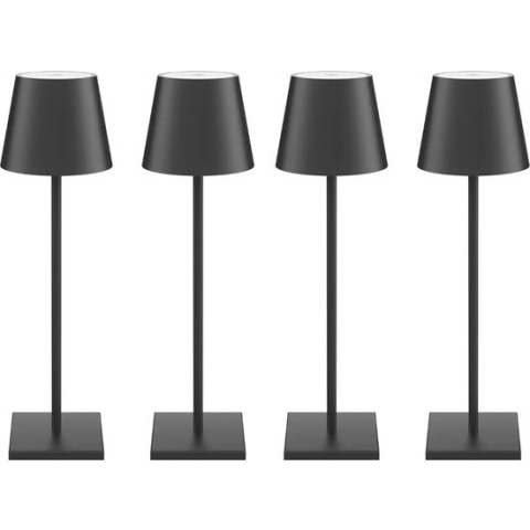 4 Stuks - Oplaadbare tafellamp - dimbaar - zwart - Duurzaam - aluminium - 2700K Bureaulamp