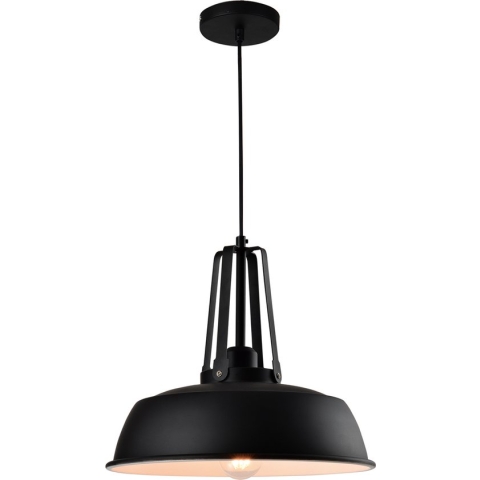 QUVIO Hanglamp industrieel / Plafondlamp / Sfeerlamp / Leeslamp / Eettafellamp / Verlichting / Slaapkamer lamp / Slaapkamer verlichting / Keukenverlichting / Keukenlamp - Bolvormige kap - Diameter 35 cm - Zwart
