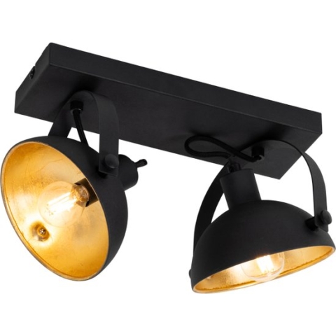 QAZQA magnax - Industriele Plafondspot | Spotje | Opbouwspot - 2 lichts - L 37.9 cm - Zwart - Industrieel - Woonkamer