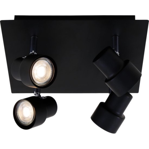 Briloner Leuchten ROCK plafondlamp vierkant - spot draaibaar - 4-lichts LED GU10 5W - 460lm - 3.000K warm wit - zwart