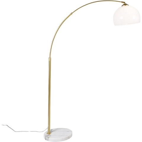 QAZQA arc-basic - Moderne Vloerlamp | Staande Lamp - 1 lichts - H 176 cm - Messing - Woonkamer | Slaapkamer
