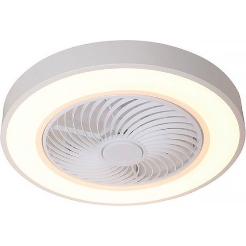 Freelight - Plafondventilator Fiato - Ø 50 cm – witte plafondventilator - metalen ventilator – top kwaliteit – incl. remote – speciaal voor lage plafonds – ventilator met LED verlichting - wit