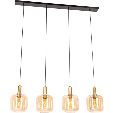 QAZQA zuzanna - Design Hanglamp eettafel voor boven de eettafel | in eetkamer - 4 lichts - L 120 cm - Oranje - Woonkamer | Slaapkamer | Keuken