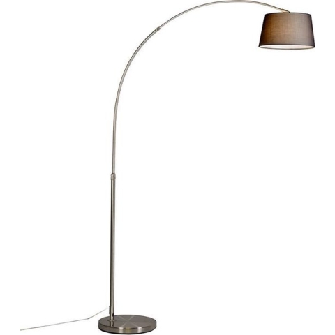 QAZQA arc_basic - Moderne Staande booglamp - 1 lichts - H 1700 mm - Staal - Woonkamer