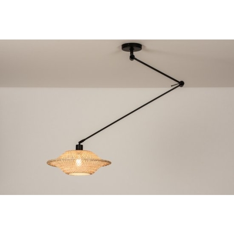 Lumidora Hanglamp 31222 - E27 - Zwart - Bruin - Naturel - Metaal - ⌀ 40 cm