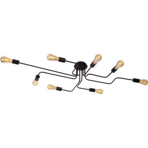 Lucide LESTER Plafonnière - 8xE27 - Zwart