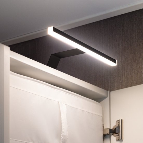 Eleganca luxe opbouwverlichting kastlampen 2 stuks - meubelverlichting - badkamerlampen - spiegellampen - zwart - warm wit licht - duurzaam - IP44 spatwaterbestendig - 30x3.5cm