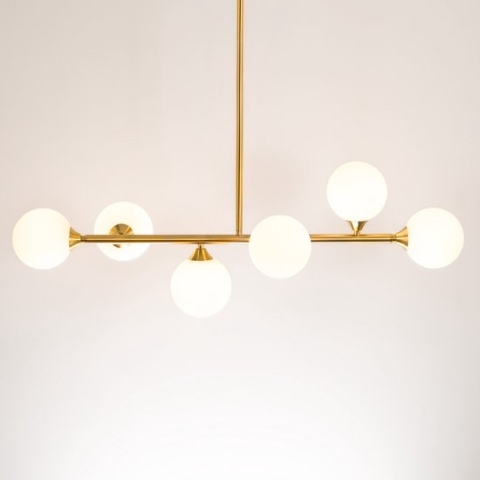 Design plafondlamp zwart met smoke glas, 6-lichts - Aster