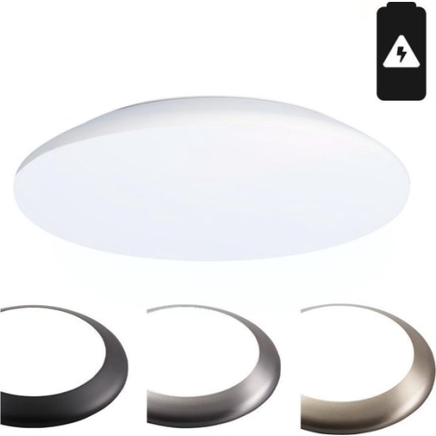 HOFTRONIC - LED Badkamerverlichting - Plafondlamp met noodaccu batterij - Witte Badkamerlamp - IP65 waterdicht - 18W 1900 Lumen - 6500K Daglicht wit - IK10 Stootveilig - Ø30 cm - Voor binnen en buiten - 3 jaar garantie
