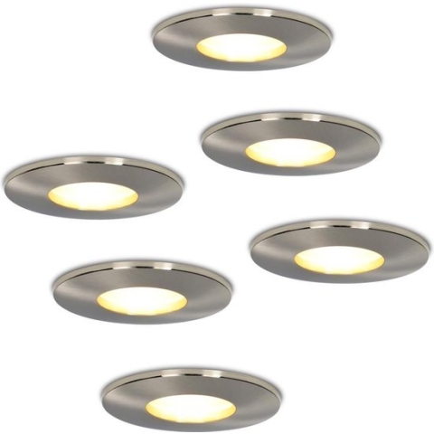 Set van 6 stuks dimbare LED inbouwspots Vegas met 5 Watt 2700K spot IP44