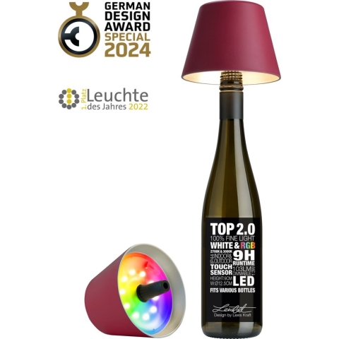 Sompex Flessenlamp " Top " met houdbare kurk| Led| Bordeaux - indoor / outdoor - acculamp