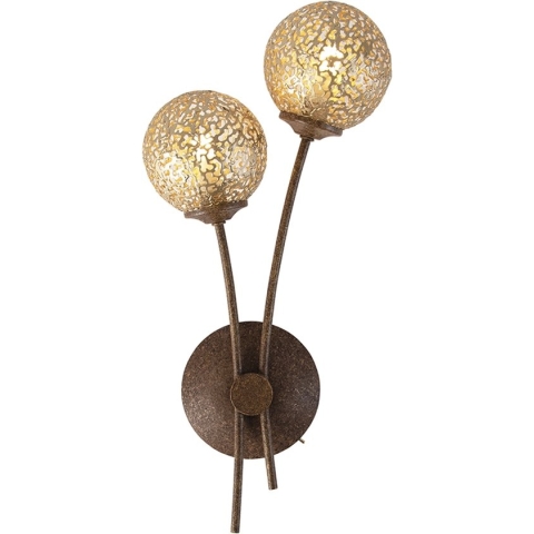 Paul Neuhaus kreta - Landelijke Wandlamp voor binnen - 2 lichts - D 130 mm - Roestbruin - Woonkamer | Slaapkamer | Keuken