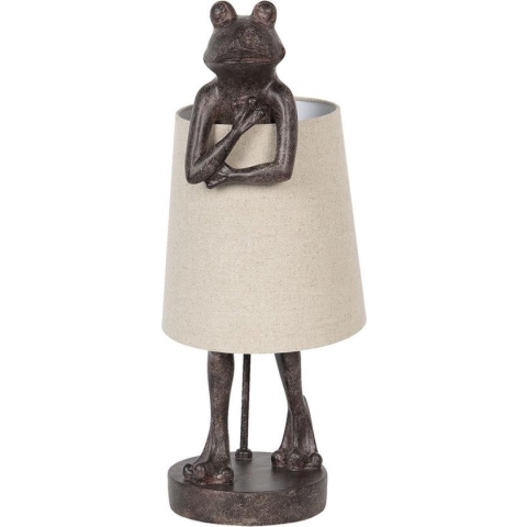 Clayre & Eef Tafellamp 23x23x56 cm Zwart Kunststof Rond Bureaulamp