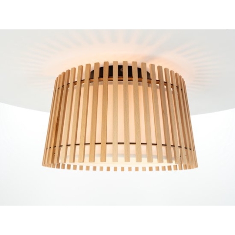 EGLO Fattoria Plafondlamp - E27 - Ø 38 cm - Zwart/Bruin/Wit - Hout/Textiel