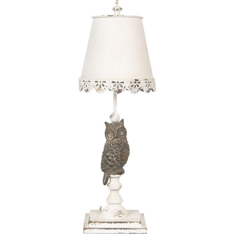 Clayre & Eef Tafellamp 22x22x69 cm Wit Hout Ijzer Rechthoek Bureaulamp