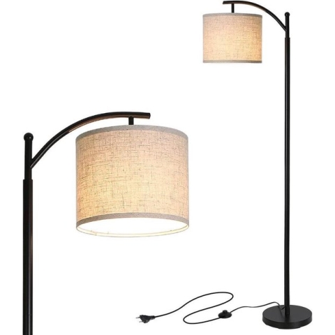 Staande lamp vloerlamp met stoffen lampenkap | Woonkamer - Slaapkamer - Keuken- Eetkamer - Ijzer - E27- Led - Landelijk - Modern