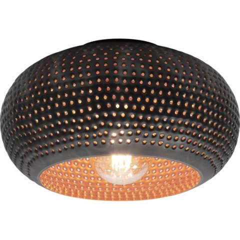 Plafondlamp Disk Punch | 1 lichts | zwart / bruin | metaal | Ø 35 cm | dimbaar | eetkamer / woonkamer / hal / slaapkamer | modern / sfeervol design