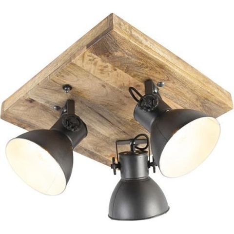 QAZQA mangoes - Industriele Plafondlamp - 3 lichts - L 480 mm - Donkergrijs - Industrieel - Woonkamer | Slaapkamer | Keuken