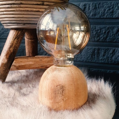 Houten decoratie LED lamp op batterij - 17x8cm - Rustiek licht - Decolamp