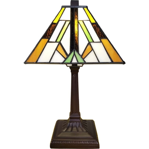 LumiLamp Tiffany Tafellamp 20x20x34 cm Bruin Kunststof Glas Tiffany Bureaulamp