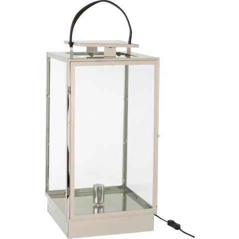 J-Line Lantaarn Lamp Metaal/Glas Zilver