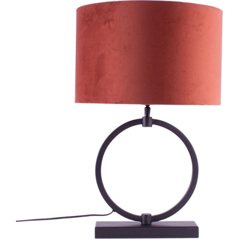 Tafellamp ring met velours kap Davon | 1 lichts | goud / zwart | metaal / stof | Ø 25 cm | 54 cm hoog | modern / sfeervol design