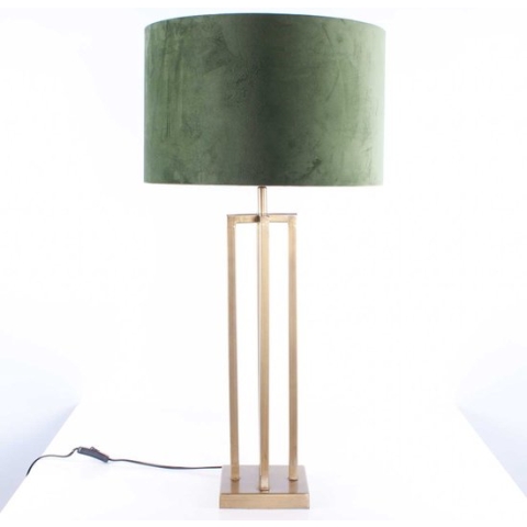 Tafellamp vierkant met velours kap Roma | 1 lichts | groen | metaal / stof | Ø 40 cm | 79 cm hoog | tafellamp | modern / sfeervol / klassiek design