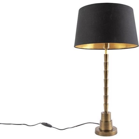 QAZQA pisos - Art Deco Tafellamp met kap - 1 lichts - H 665 mm - Zwart - Woonkamer | Slaapkamer