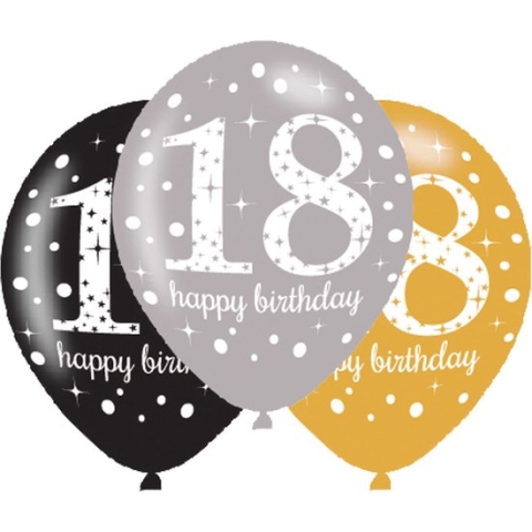 Ballon 18 jaar Sparkling Birthday | 6 stuks