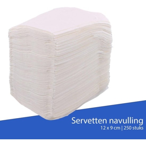 WDMT™ Servetten navulling - 100 stuks | 12,5 x 8 cm | Geschikt voor universele dispensers | Wit