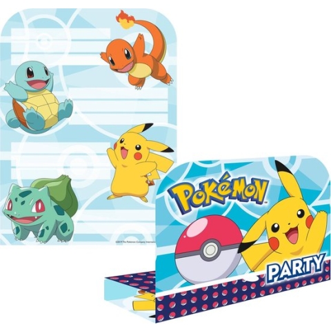 AMSCAN - 8 Pokémon uitnodigingen en enveloppen - Decoratie > Kaarten
