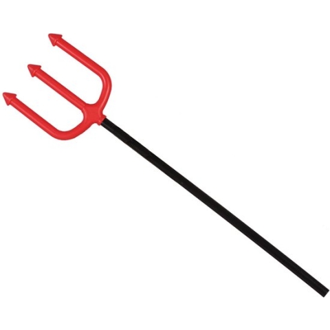 Duivel Trident/drietand vork - 51 cm - rood - plastic - Halloween verkleed accessoires