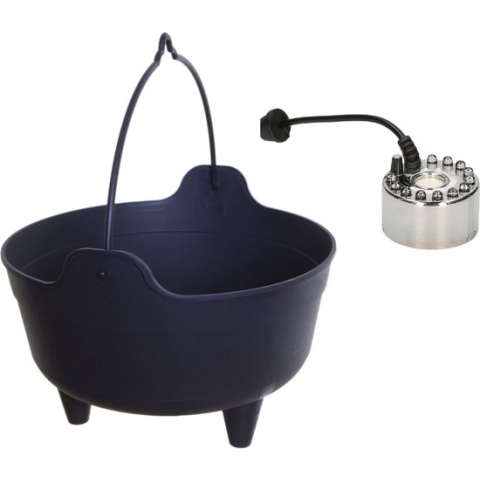 Heksenketel/kookpot met mistmaker - zwart - 4 liter - kunststof - D28 x 19 cm