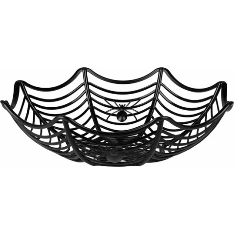 Halloween Zwarte spinnenweb snoepschaal 27 cm - Halloween decoratie/accessoires/versiering - Spinnen web schaal zwart