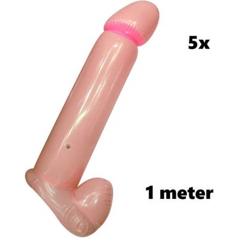 5x Opblaas piemel 1 meter - fun vrijgezellen feest thema party fun trouwen feestje